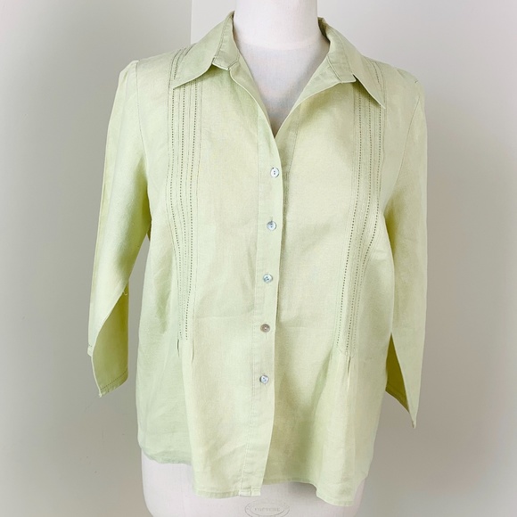 St Tropez West | Tops | St Tropez West Linen Shirt Light Green 34 ...